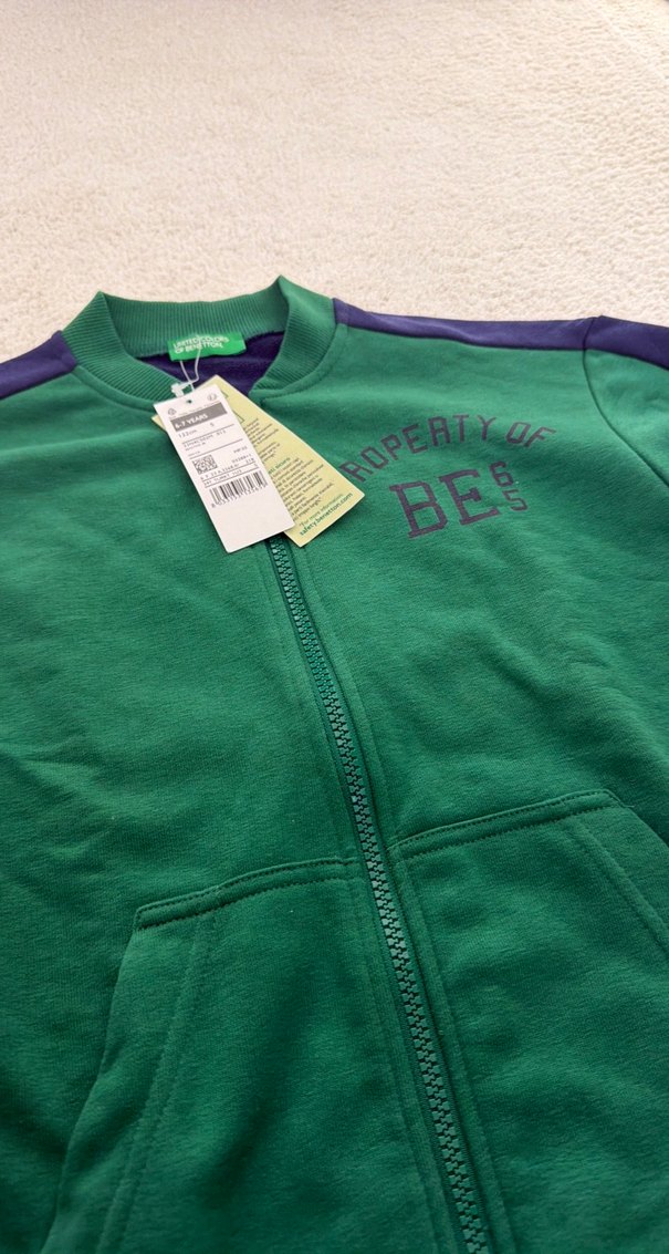 Erkek Çocuk Yeşil Fermuarlı Sweatshirt - Görsel 2