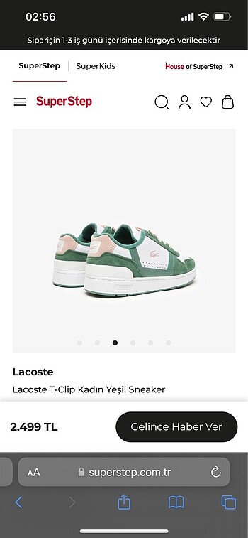 38 Beden yeşil Renk Lacoste spor ayakkabı