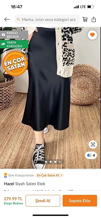 Diğer Siyah saten etek