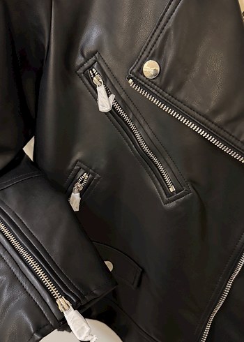 Pull&Bear Oversize Deri Biker Ceket - Görsel 3