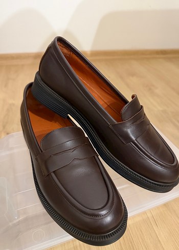 Zara Koyu Kahverengi Gercek Deri Loafer