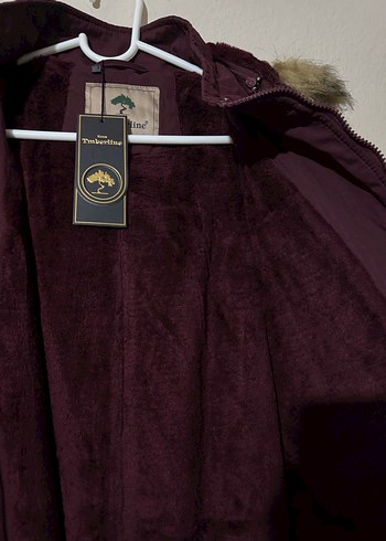 Bordo Kadın Kapüşonlu Kadın  Kaban 40 beden - Görsel 5