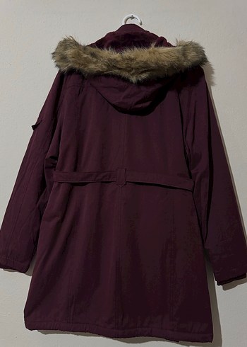 Bordo Kadın Kapüşonlu Kadın  Kaban 40 beden - Görsel 2