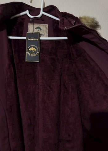 Bordo Kadın Kapüşonlu Kadın  Kaban 40 beden - Görsel 4