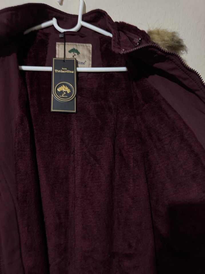 Bordo Kadın Kapüşonlu Kadın  Kaban 40 beden - Görsel 4