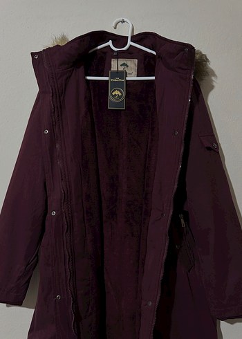 Bordo Kadın Kürklü Kaban 44 beden - Görsel 3