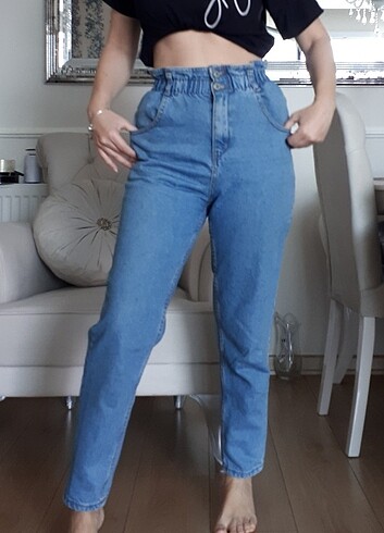 Lâstik bel denim