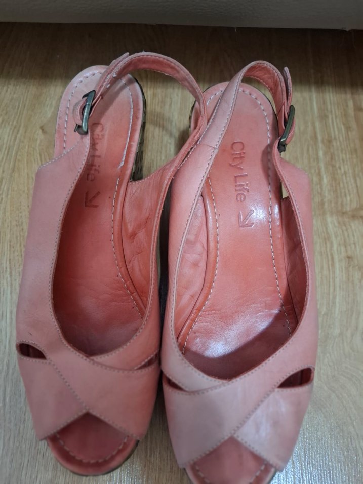 Pembe Dolgu Topuklu Kadın Sandalet - Görsel 4