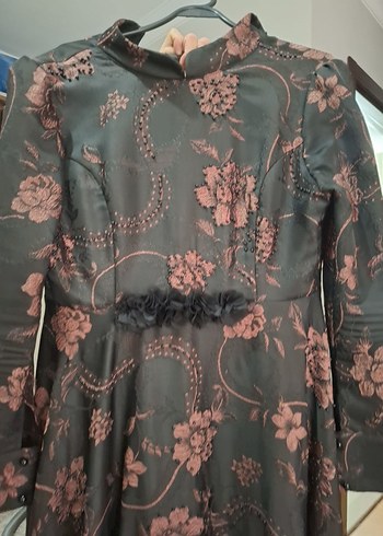 Düğmeli Vintage Uzun Kollu Kadın Abiye Elbise - Görsel 8