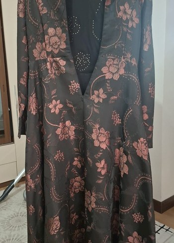 Düğmeli Vintage Uzun Kollu Kadın Abiye Elbise - Görsel 9