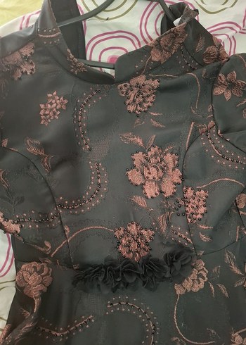 Düğmeli Vintage Uzun Kollu Kadın Abiye Elbise - Görsel 6