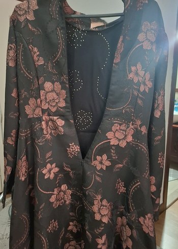 Düğmeli Vintage Uzun Kollu Kadın Abiye Elbise - Görsel 2