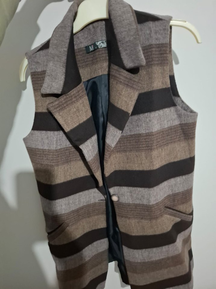 Zebra Desenli Düğmeli Kadın Yelek - Görsel 4