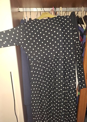 Puantiyeli Siyah Elbise Bluzu 40bedene uygun - Görsel 4