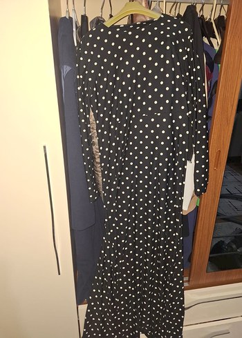 Puantiyeli Siyah Elbise Bluzu 40bedene uygun - Görsel 7