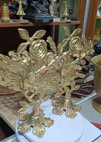 Parlak Altın Renkli Kuş Figürleri 2 adet pirinç - Görsel 2