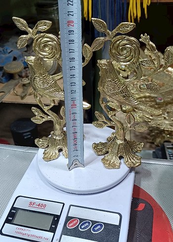 Parlak Altın Renkli Kuş Figürleri 2 adet pirinç - Görsel 3