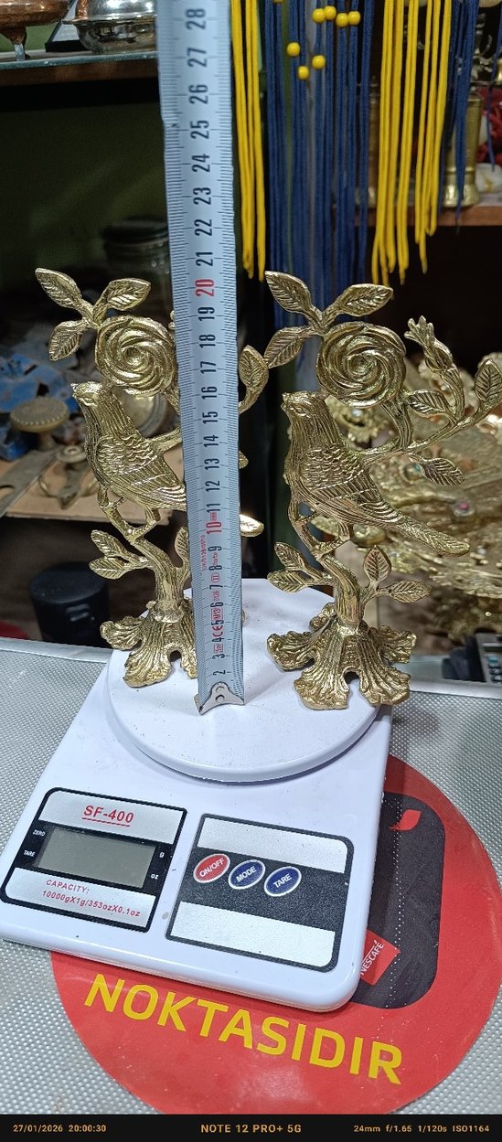 Parlak Altın Renkli Kuş Figürleri 2 adet pirinç - Görsel 3