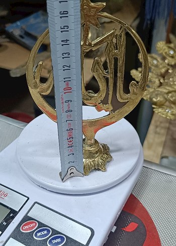 Parlak Altın Renkli Allah Yazılı Biblo pirinc - Görsel 2