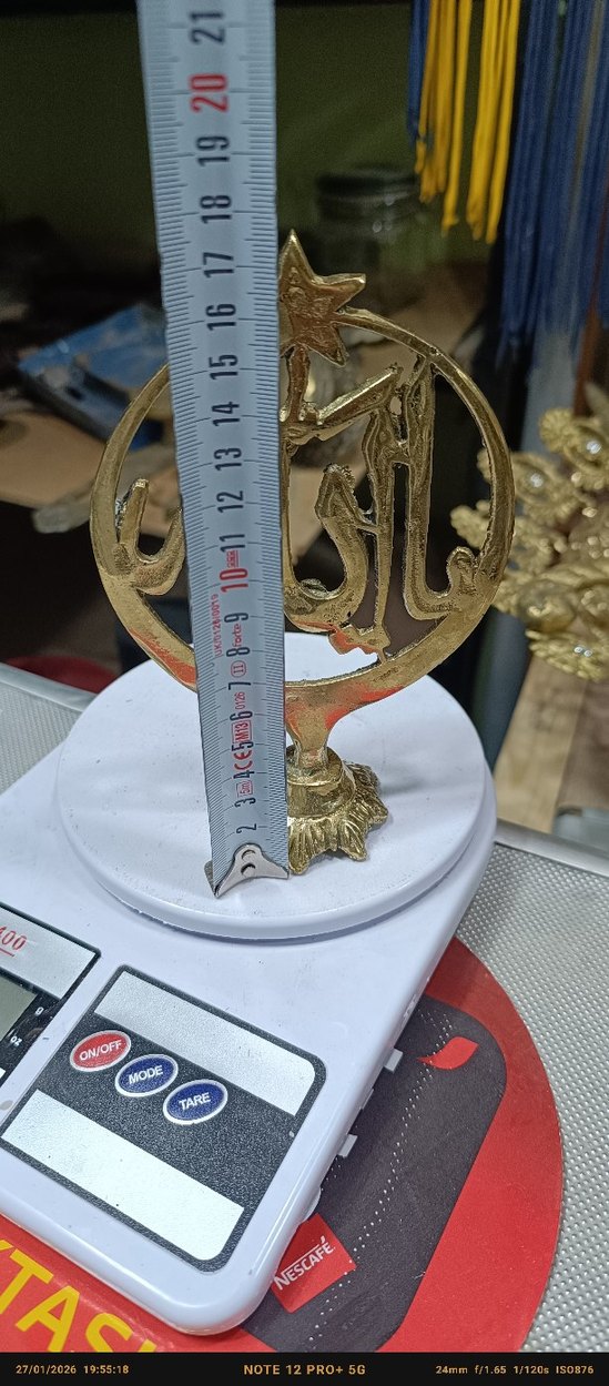 Parlak Altın Renkli Allah Yazılı Biblo pirinc - Görsel 2