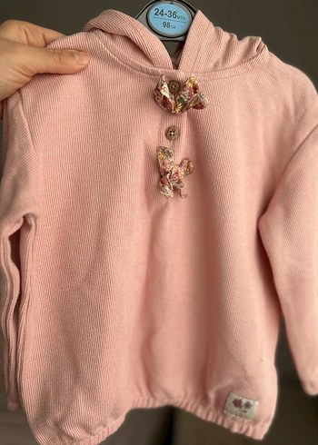 Düğmeli Pembe Sweat - Görsel 5