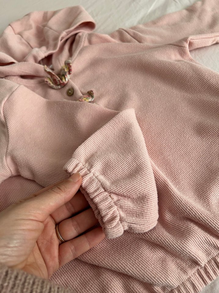 Düğmeli Pembe Sweat - Görsel 2