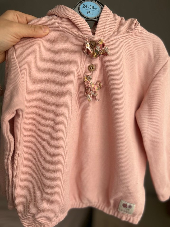 Düğmeli Pembe Sweat - Görsel 5