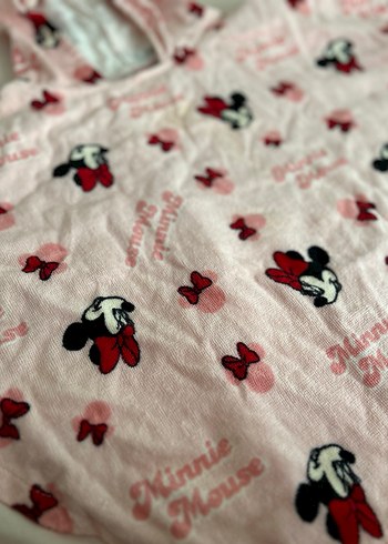 Kız Çocuk Pembe kulaklı Minnie Mouse Desenli Panço - Görsel 3