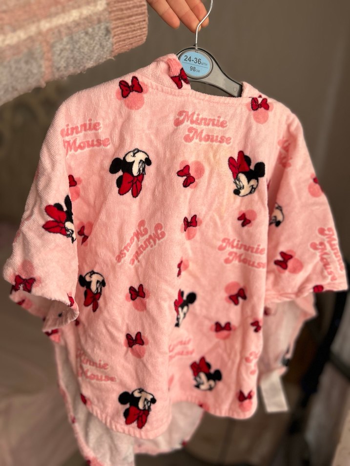 Kız Çocuk Pembe kulaklı Minnie Mouse Desenli Panço - Görsel 2