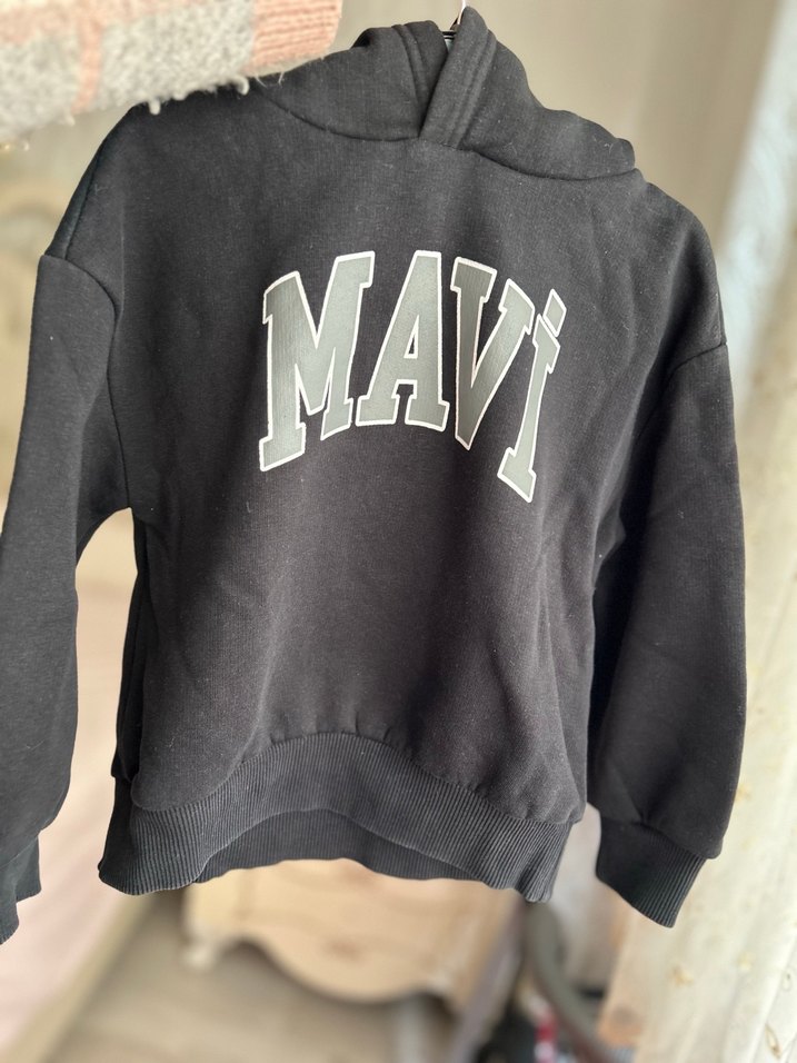 Orijinal Mavi Siyah Kapüşonlu Sweatshirt - Görsel 3