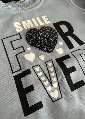 Kız Çocuk mavi önü işlemeli Sweatshirt - Görsel 5