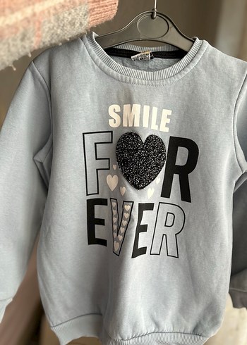 Kız Çocuk mavi önü işlemeli Sweatshirt - Görsel 2