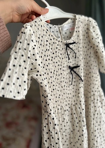 Zara kız Çocuk Puantiyeli bisiklet Yaka Elbise - Görsel 7