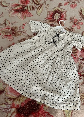 Zara kız Çocuk Puantiyeli bisiklet Yaka Elbise - Görsel 9