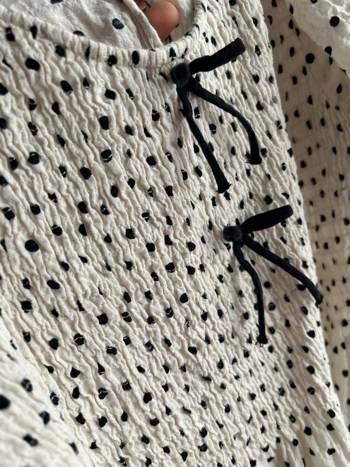 Zara kız Çocuk Puantiyeli bisiklet Yaka Elbise - Görsel 4