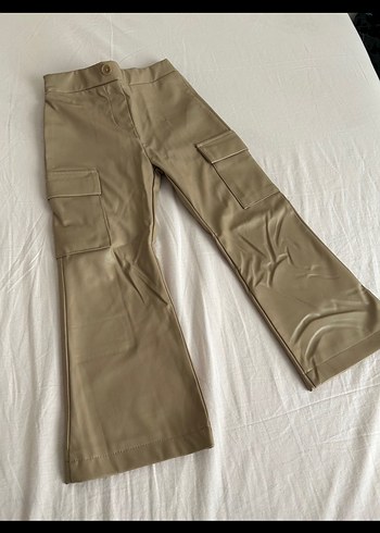 Bej Deri kız çocuk Kargo Pantolon - Görsel 4