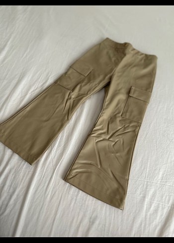 Bej Deri kız çocuk Kargo Pantolon - Görsel 3