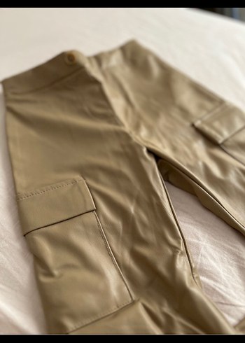 Bej Deri kız çocuk Kargo Pantolon - Görsel 5