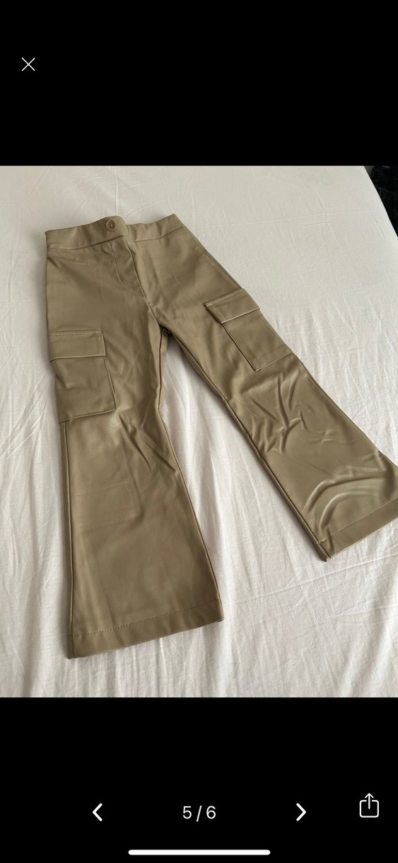 Bej Deri kız çocuk Kargo Pantolon - Görsel 4