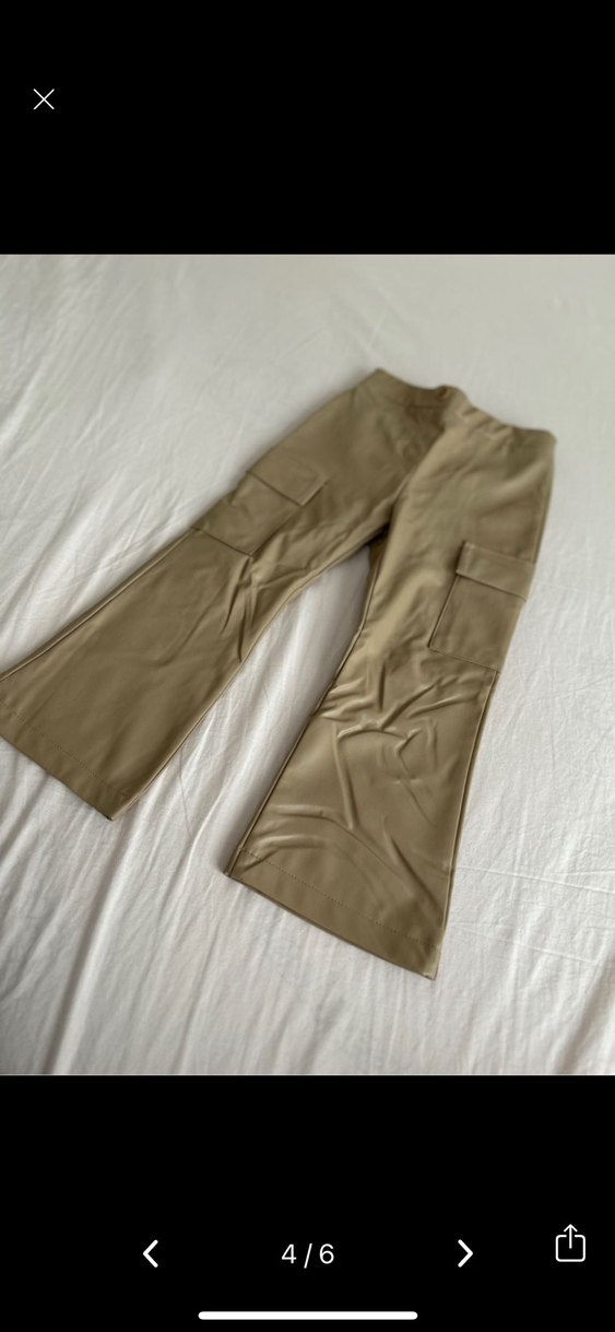 Bej Deri kız çocuk Kargo Pantolon - Görsel 3