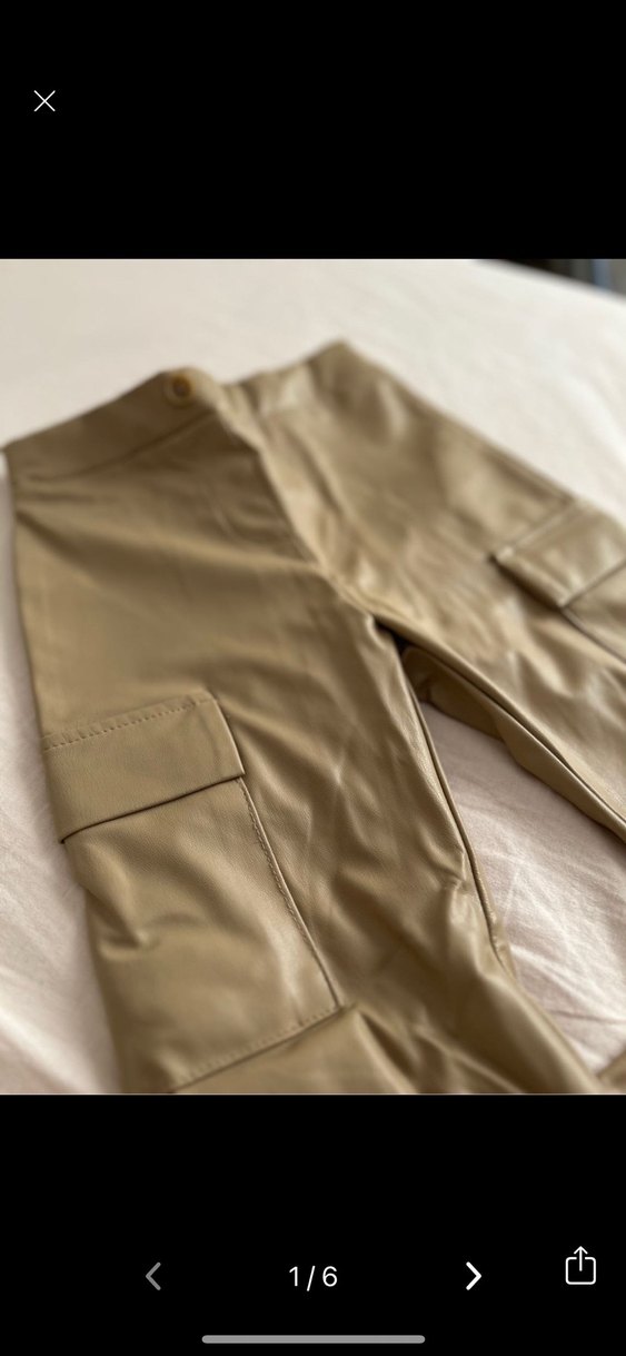 Bej Deri kız çocuk Kargo Pantolon - Görsel 5