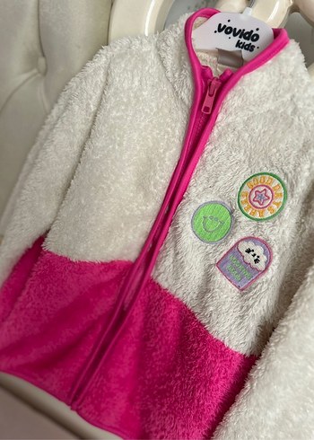 Pembe Nakışlı Kız Çocuk Polar Ceket - Görsel 6