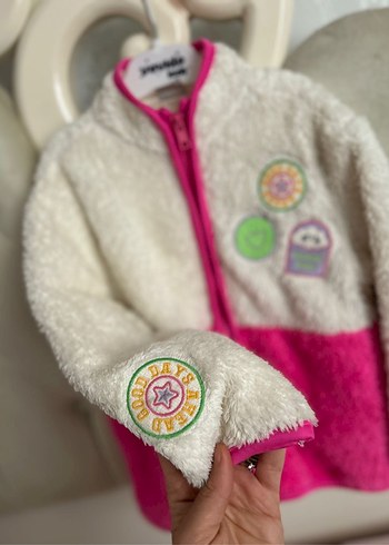 Pembe Nakışlı Kız Çocuk Polar Ceket - Görsel 2