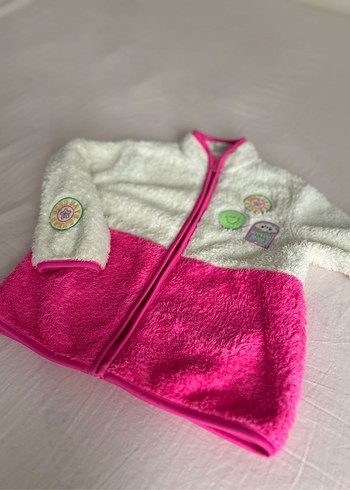 Pembe Nakışlı Kız Çocuk Polar Ceket - Görsel 8