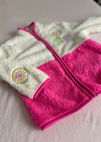 Pembe Nakışlı Kız Çocuk Polar Ceket - Görsel 5