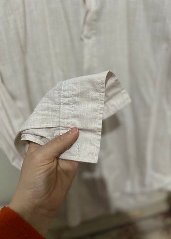 Tudors bej Keten uzun Kollu Gömlek - Görsel 3