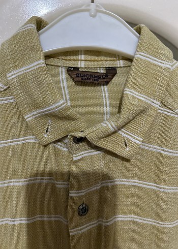 Hasır rengi  Erkek Keten Gömlek, Uzun Kollu, Düğmeli - Görsel 5