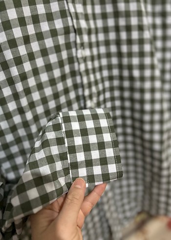 Hiç kullanılmadı. D'S Damat haki Kareli Erkek Gömlek - Görsel 5