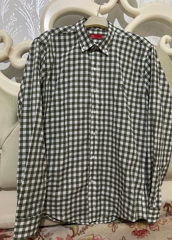 Hiç kullanılmadı. D'S Damat haki Kareli Erkek Gömlek - Görsel 3
