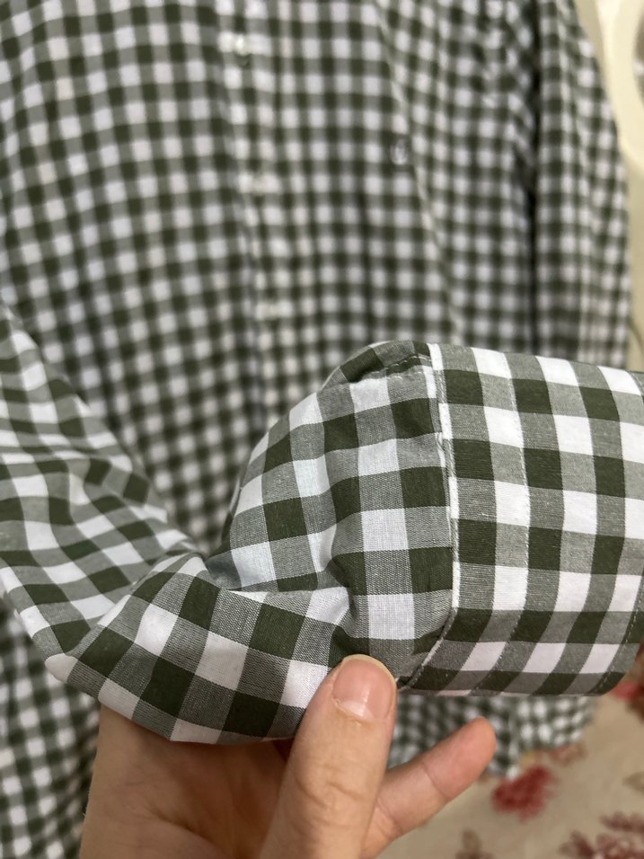 Hiç kullanılmadı. D'S Damat haki Kareli Erkek Gömlek - Görsel 2